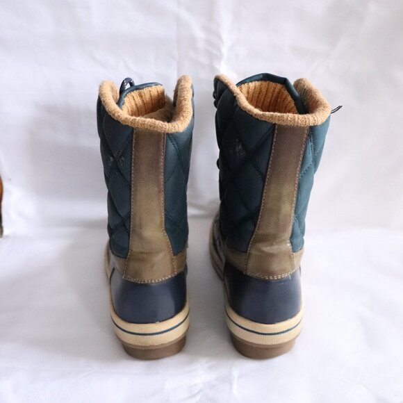 Call It Spring Women's Sz 7.5 Blue/Tan Eraude Winter Lace Up Quilted Snow Boots - Picture 3 of 12